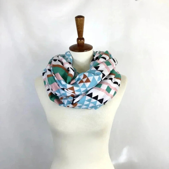 Large Western Scarf Aztec Geometric Printed Village Rectangle Pastels Dupatta - Picture 2 of 10